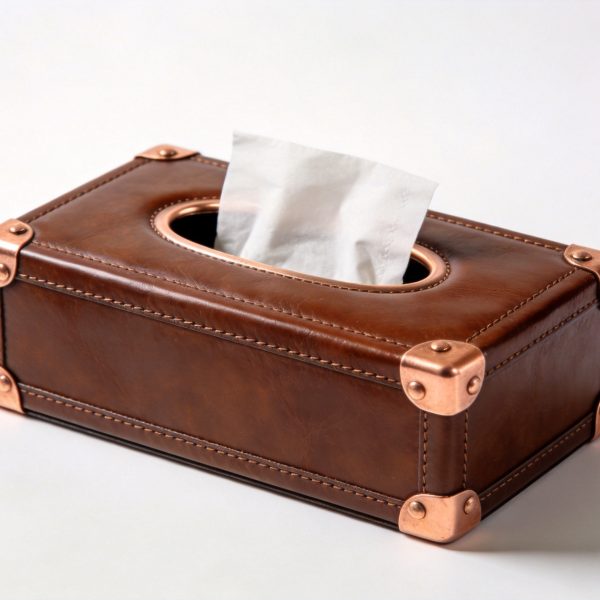 Vintage Leather Tissue Box Cover