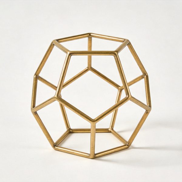 Brass Geometric Wire Frame Sculpture